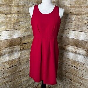 LOFT SLEEVELESS RED EMPIRE WAIST CASUAL BUSINESS CASUAL WORKWEAR DRESS SIZE 6P